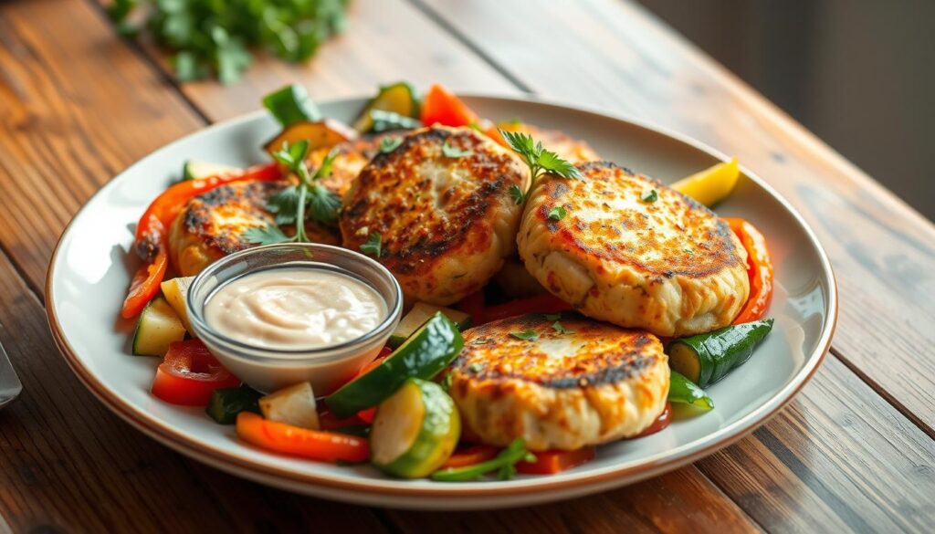 Salmon Cakes with Side Dishes