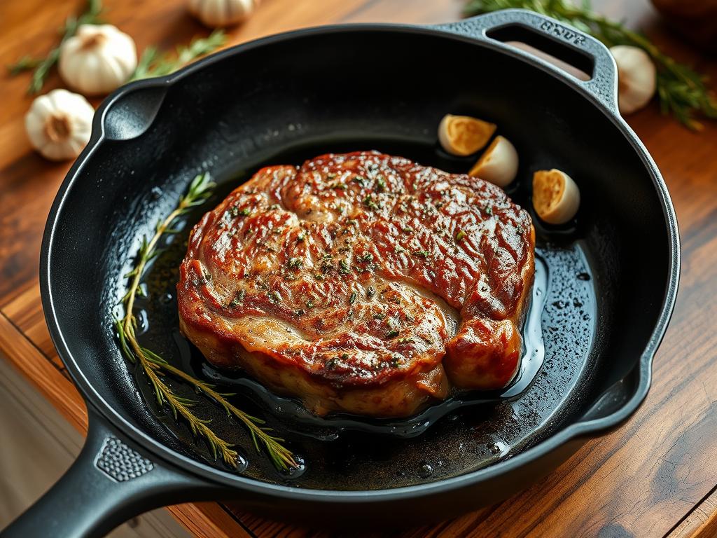 pan searing top round steak