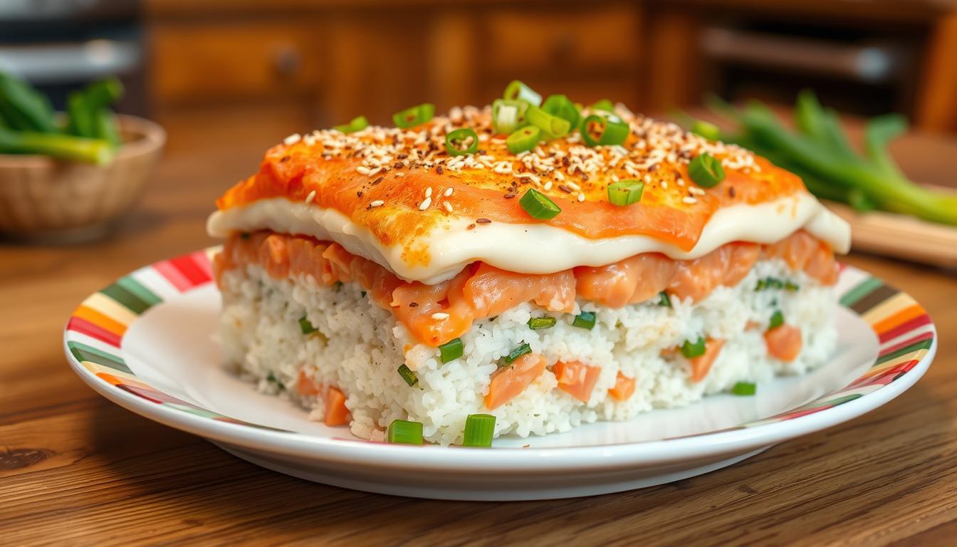 salmon sushi bake