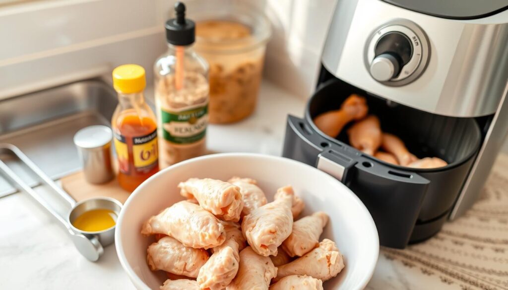 air fryer frozen chicken wings ingredients and equipment